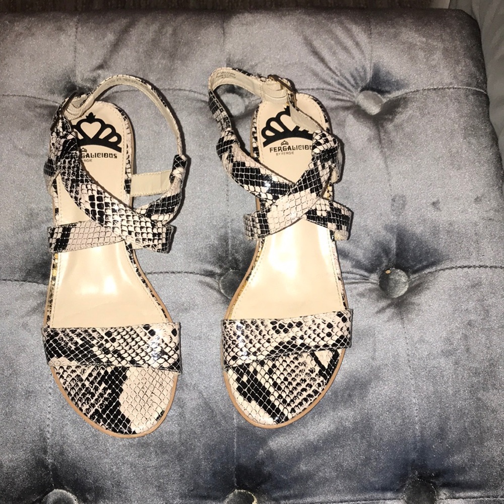 Snake skin block sandals